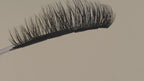 Covet Beauty Trance cluster lashes shown on a display wand, moving up and down to highlight the soft curl and wispy crisscross lash pattern.
